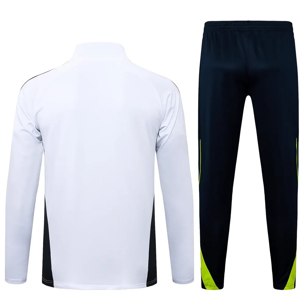 Chándal de entrenamiento con media cremallera Retro blanco de Real Madrid 2025-2026 Camiseta de fútbol Calidad Thai Set 01