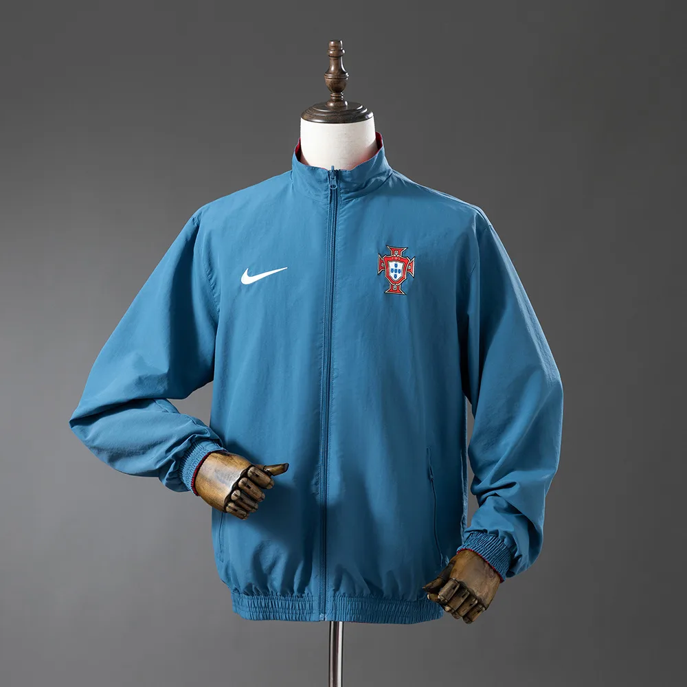 Cazadora cortavientos reversible de Portugal 2026 -Roja y Cian AAA calidad fan
