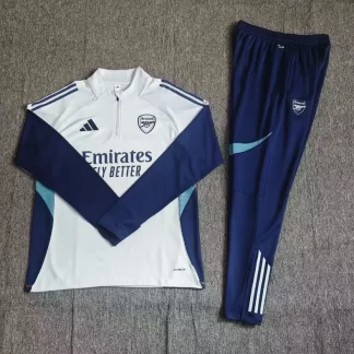 2025/2026 Arsenal Media Cremallera Chándal Entrenamiento Gris Claro Camiseta Fútbol Calidad Tailandesa Set