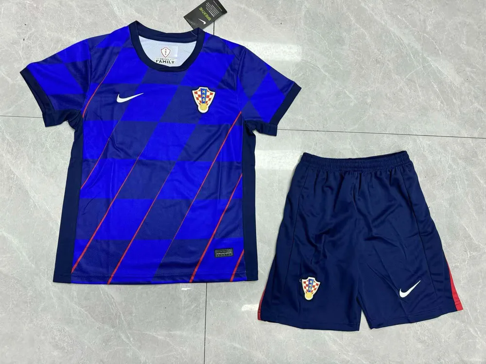 Camiseta Visitante de la Selección de Croacia 2024 Calidad Tailandesa Talla Infantil