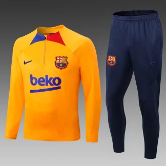 2022/2023 Barcelona Media Cremallera Chándal Amarillo Camiseta Set