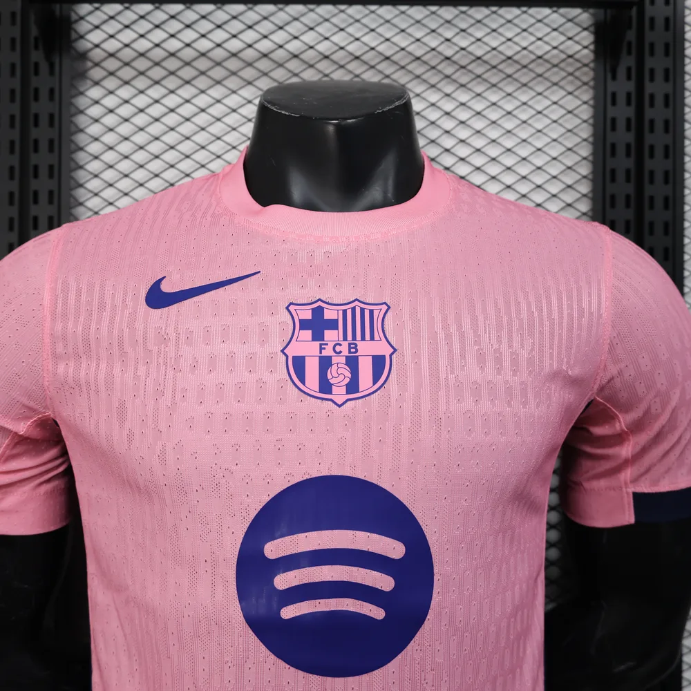 2025/2026 Versión Jugador Barcelona Rosa Sin Número Camiseta de Fútbol Calidad Tailandesa — Vista 3