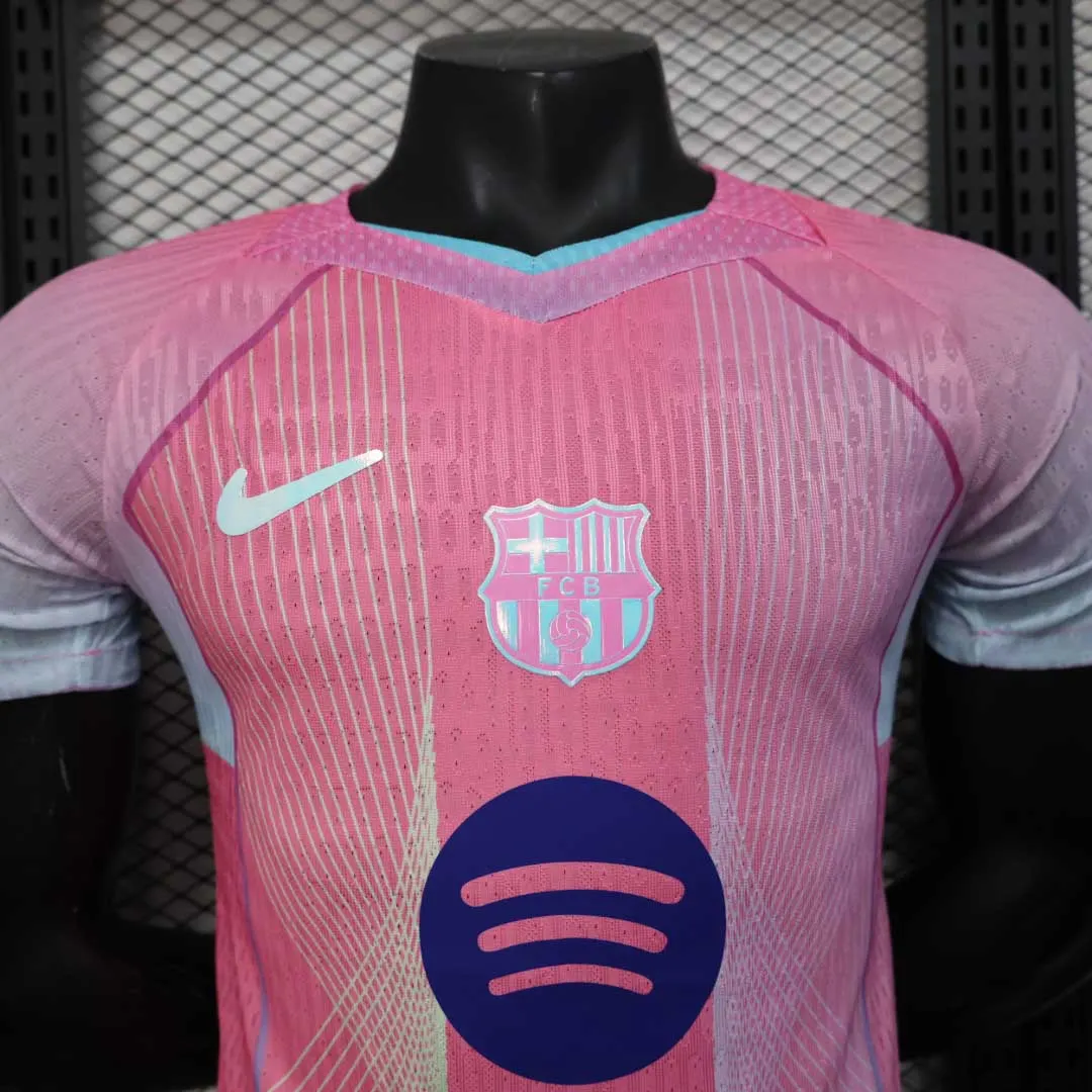 2025/2026 Barcelona Versión Jugador Edición Especial Rosa Camiseta de Fútbol Calidad Thai — Vista 11