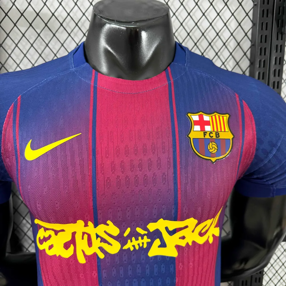 2025/2026 Versión Jugador Camiseta de Fútbol Local Colaboración Barcelona x Travis Scott Calidad Thai — Vista 3