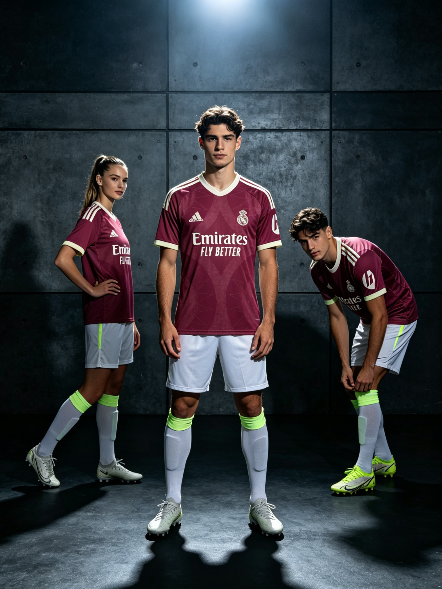 Camiseta de fútbol blanca con detalles verde neón